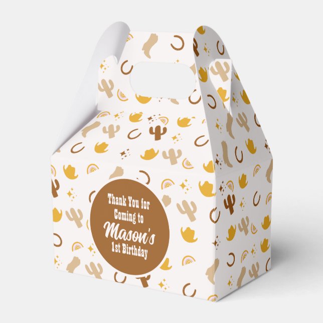 Bohemian Rodeo Birthday Cowgirl Rainbow Party Favour Box (Front Side)