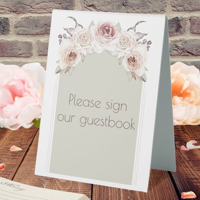 Bohemian Rose Arch Wedding (Bohemian Rose Arch Wedding Table Tent Sign)