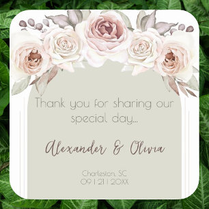Bohemian Rose Arch Wedding Favour Square Sticker