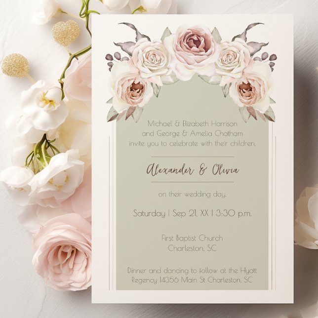 Bohemian Rose Arch Wedding Invitation (Bohemian Rose Arch Wedding Invitation)
