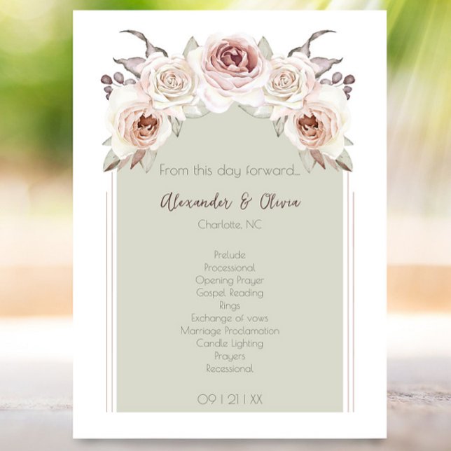 Bohemian Rose Arch Wedding Programme (Bohemian Rose Arch Wedding Program)