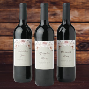 Bohemian Rose Arch Wedding Wine Label