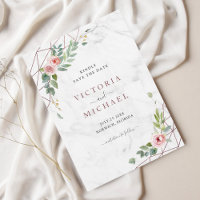 Bohemian Rose Gold Watercolor Floral Pink Wedding