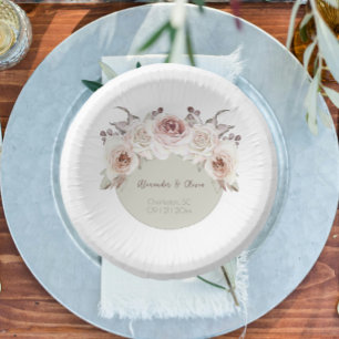 Bohemian Rose Wedding Paper Plate