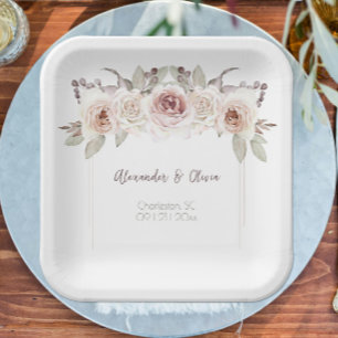 Bohemian Rose Wedding Paper Plate