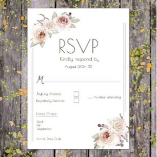 Bohemian Rose Wedding RSVP Card