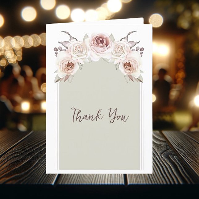 Bohemian Roses Wedding Thank You Card (Bohemian Roses Wedding Thank You Card)