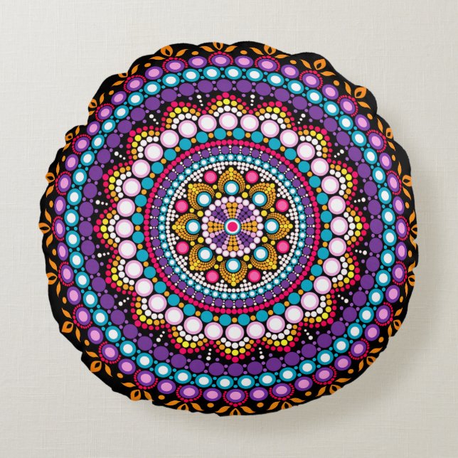 Bohemian Round Throw Pillow (Front)