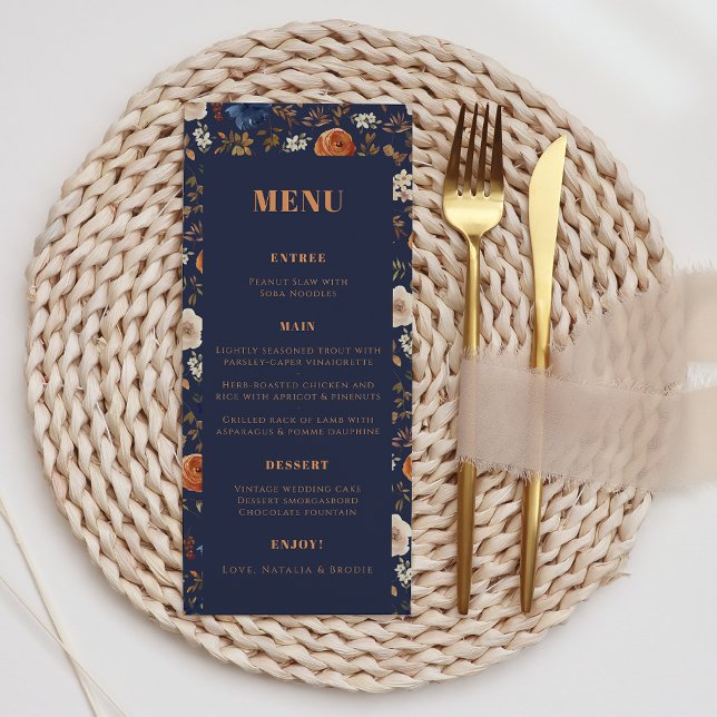 Bohemian Rust Blue French Country Wedding Menu (Creator Uploaded)