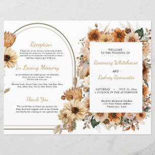 Bohemian Rustic Autumn Floral Wedding Program