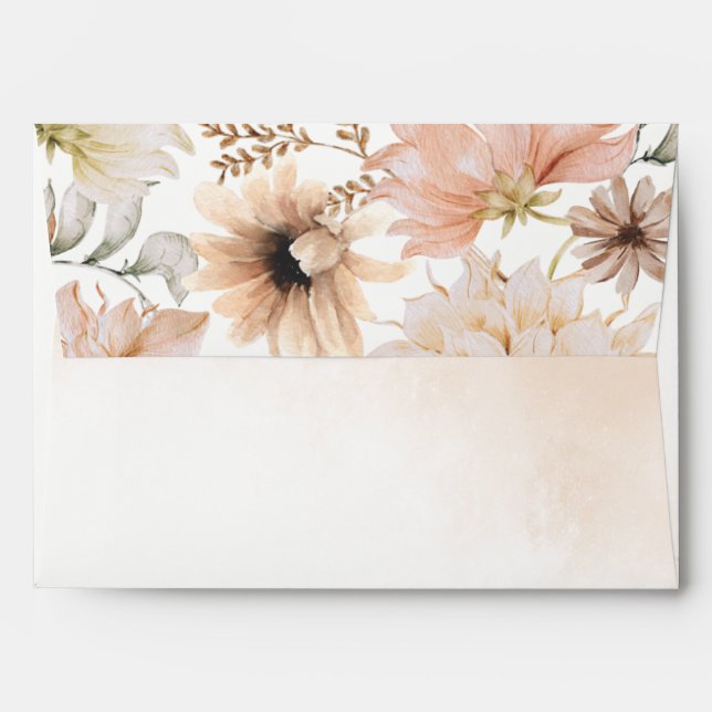 Bohemian Rustic Floral Invitation Envelopes (Back (Top Flap))