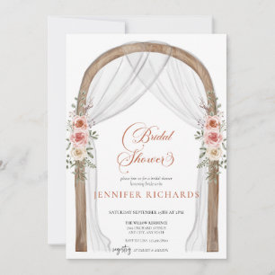 Bohemian Rustic Vintage Rose Bridal Shower Invitation