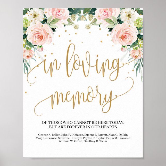 Bohemian rustic wedding in loving memory sign (Front)