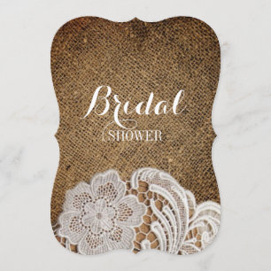 bohemian rustic western country burlap and lace invitation