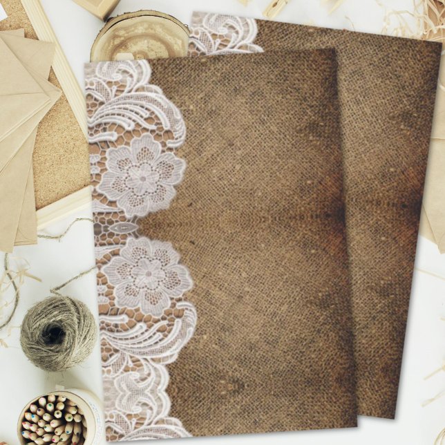 bohemian rustic western country burlap and lace tissue paper (bohemian rustic western country burlap and lace tissue paper)