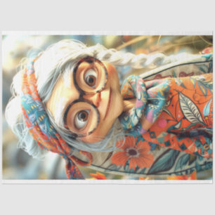 Bohemian Sage Grandma Hippie Decoupage Tissue Paper