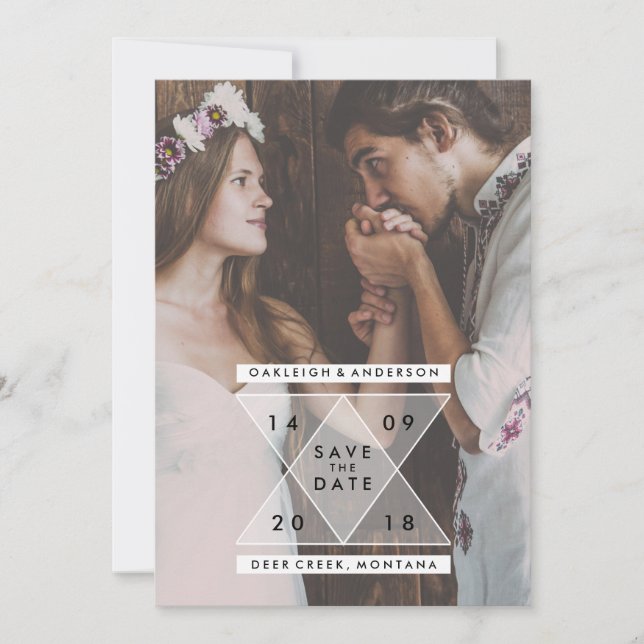Bohemian Save the Date | Chic Triangles (Front)
