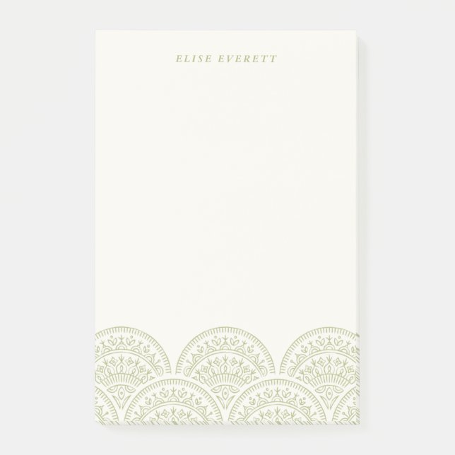 Bohemian Scallops Custom Post-It - Moss Notes (Front)