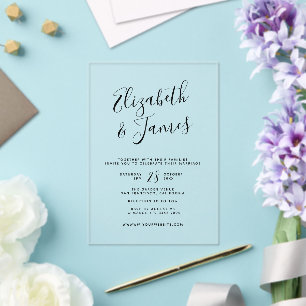 Bohemian Script Calligraphy Wedding Acrylic Invitations