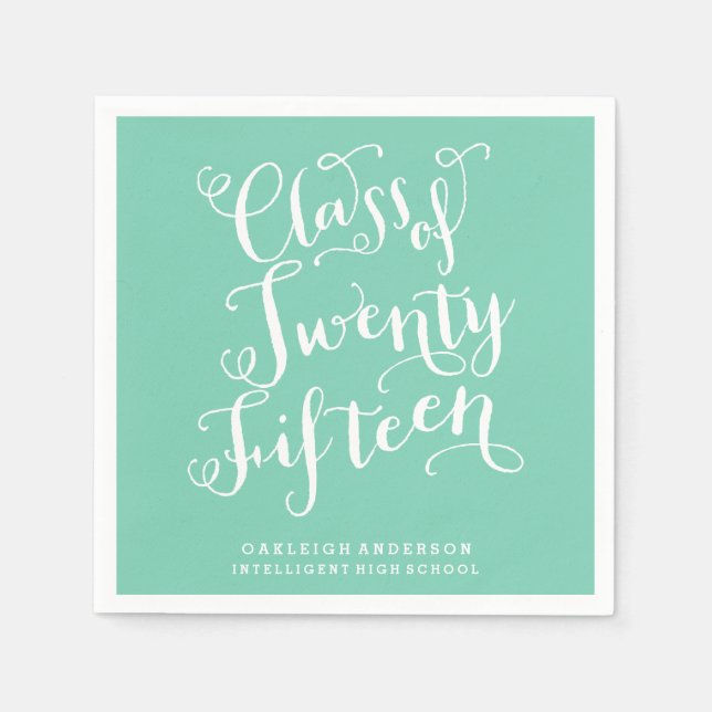 Bohemian Script in Sea Foam | Class of 2015 Napkin (Front)