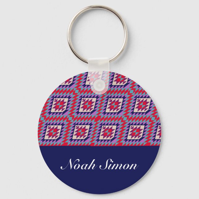Bohemian seamless mosaic Colorful pattern Key Ring (Front)