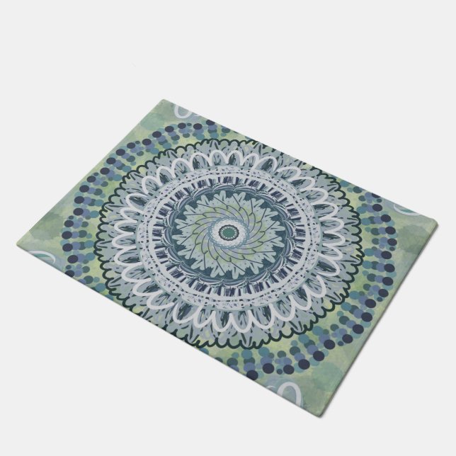 Bohemian Shabby Chic Mandala Dot Art Design Doormat (Angled)