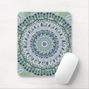 Bohemian Shabby Chic Mandala Dot Art Design Mouse Mat