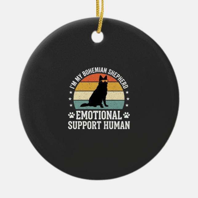 Bohemian Shepherd Emotional Support Human Dog Ceramic Tree Decoration (Front)
