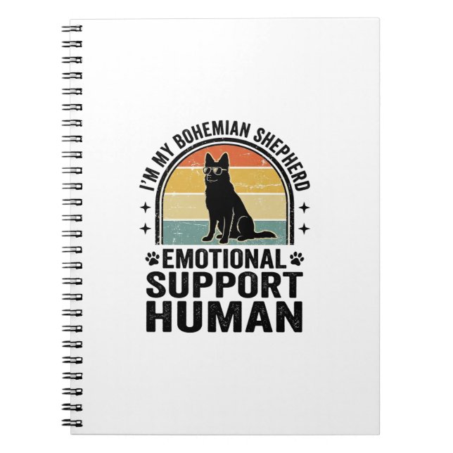 Bohemian Shepherd Emotional Support Human Vintage  Notebook (Front)