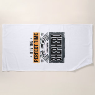 Bohemian Shepherd Vintage Dog Lover Typography Des Beach Towel