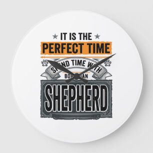 Bohemian Shepherd Vintage Dog Lover Typography Des Large Clock