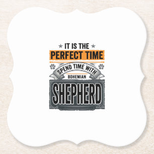 Bohemian Shepherd Vintage Dog Lover Typography Des Paper Coaster