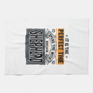 Bohemian Shepherd Vintage Dog Lover Typography Des Tea Towel