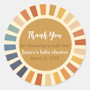 Bohemian Shower 70s Boho Sunshine Bohemian Classic Round Sticker