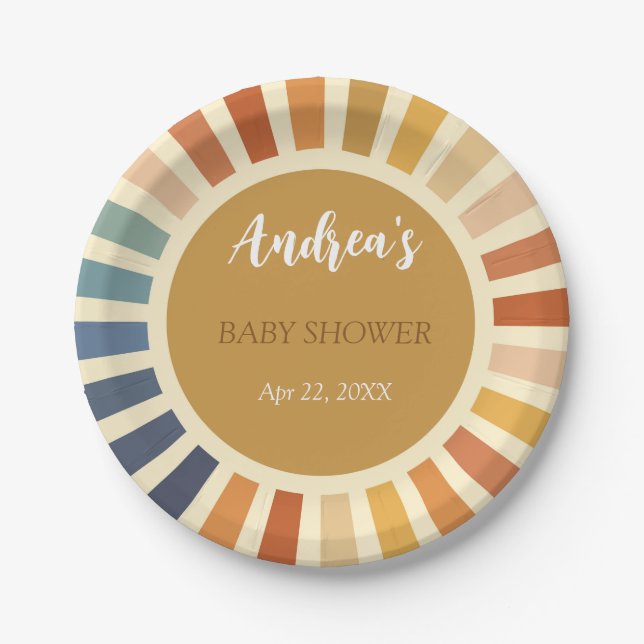 Bohemian Shower 70s Boho Sunshine Bohemian Paper Plate (Front)