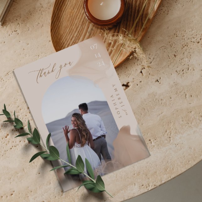 Bohemian Soft Natural Photo Arch Thank You Card (Creator Uploaded)