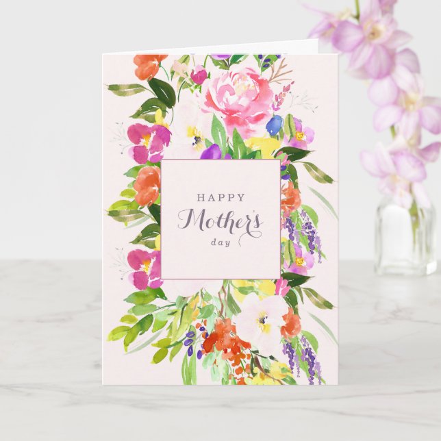 Bohemian Spring Floral Mother's Day Card (Orchid)