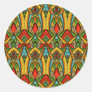 Bohemian Stained Glass Pattern Classic Round Sticker
