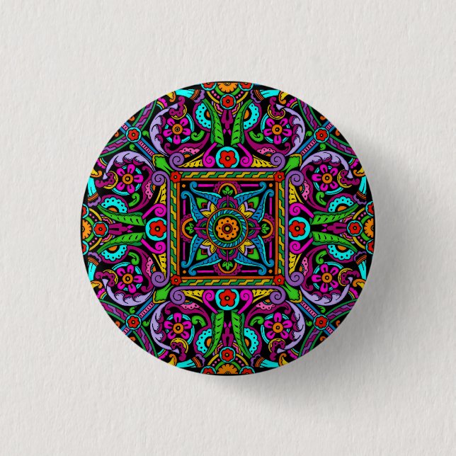 Bohemian Stained Glass Style 3 Cm Round Badge (Front)