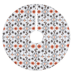 Bohemian striped floral: hand-drawn vintage. brushed polyester tree skirt