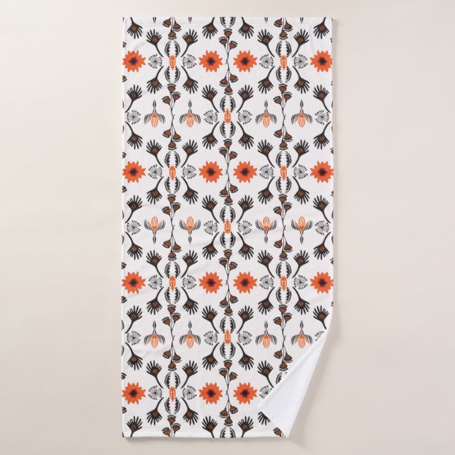Bohemian Striped Floral, Seamless Pattern, Hand Dr Bath Towel (Bath Towel)