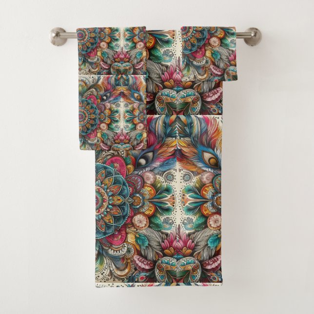 Bohemian style bath towel set (Insitu)
