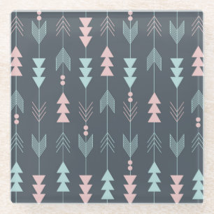 Bohemian Style Boho: Ethnic Seamless Pattern Glass Coaster
