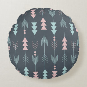 Bohemian Style Boho: Ethnic Seamless Pattern Round Cushion