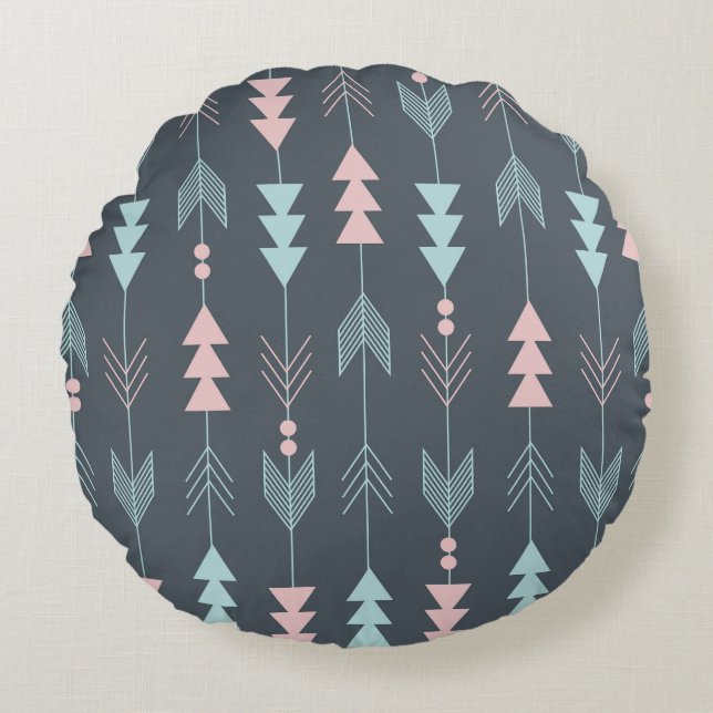Bohemian Style Boho: Ethnic Seamless Pattern Round Cushion (Front)