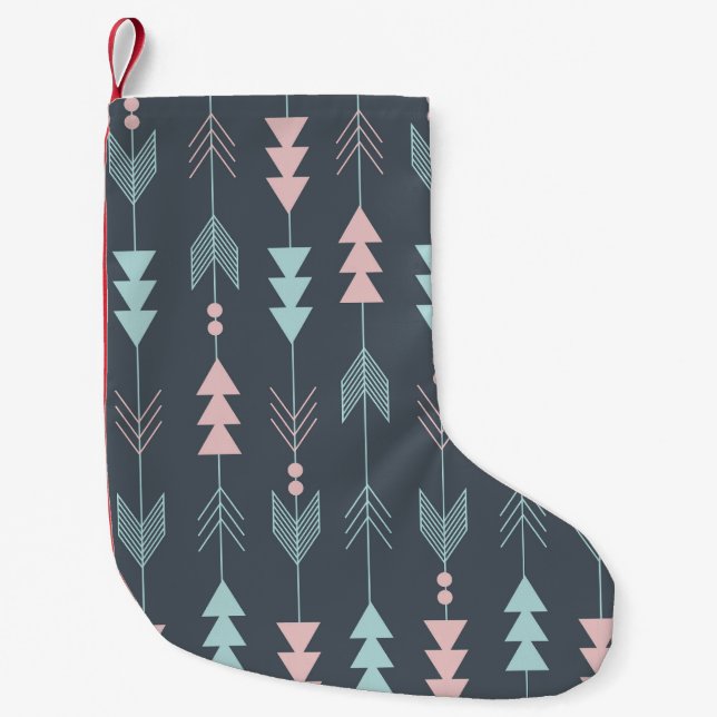 Bohemian Style Boho: Ethnic Seamless Pattern Small Christmas Stocking (Front)