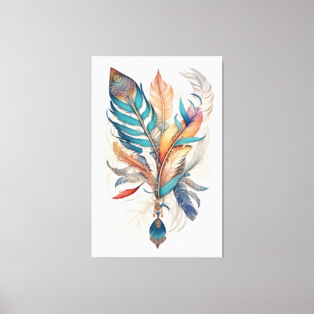 Bohemian Style Feathers Canvas Print (Front)