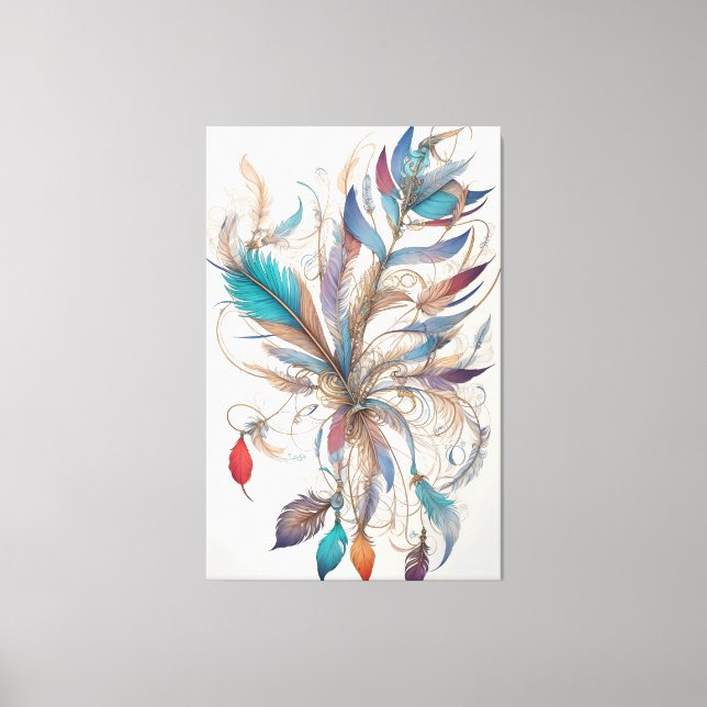 Bohemian Style Feathers Canvas Print (Front)