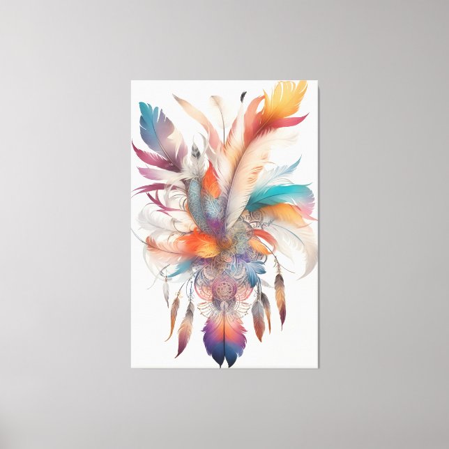 Bohemian Style Feathers Canvas Print (Front)