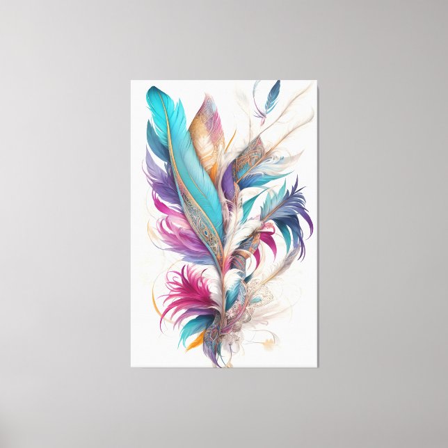 Bohemian Style Feathers Canvas Print (Front)